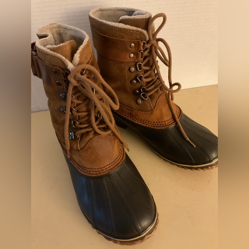 Sorel women chestnut brown suede rubber waterproof duck short boots 9 - Picture 7 of 12